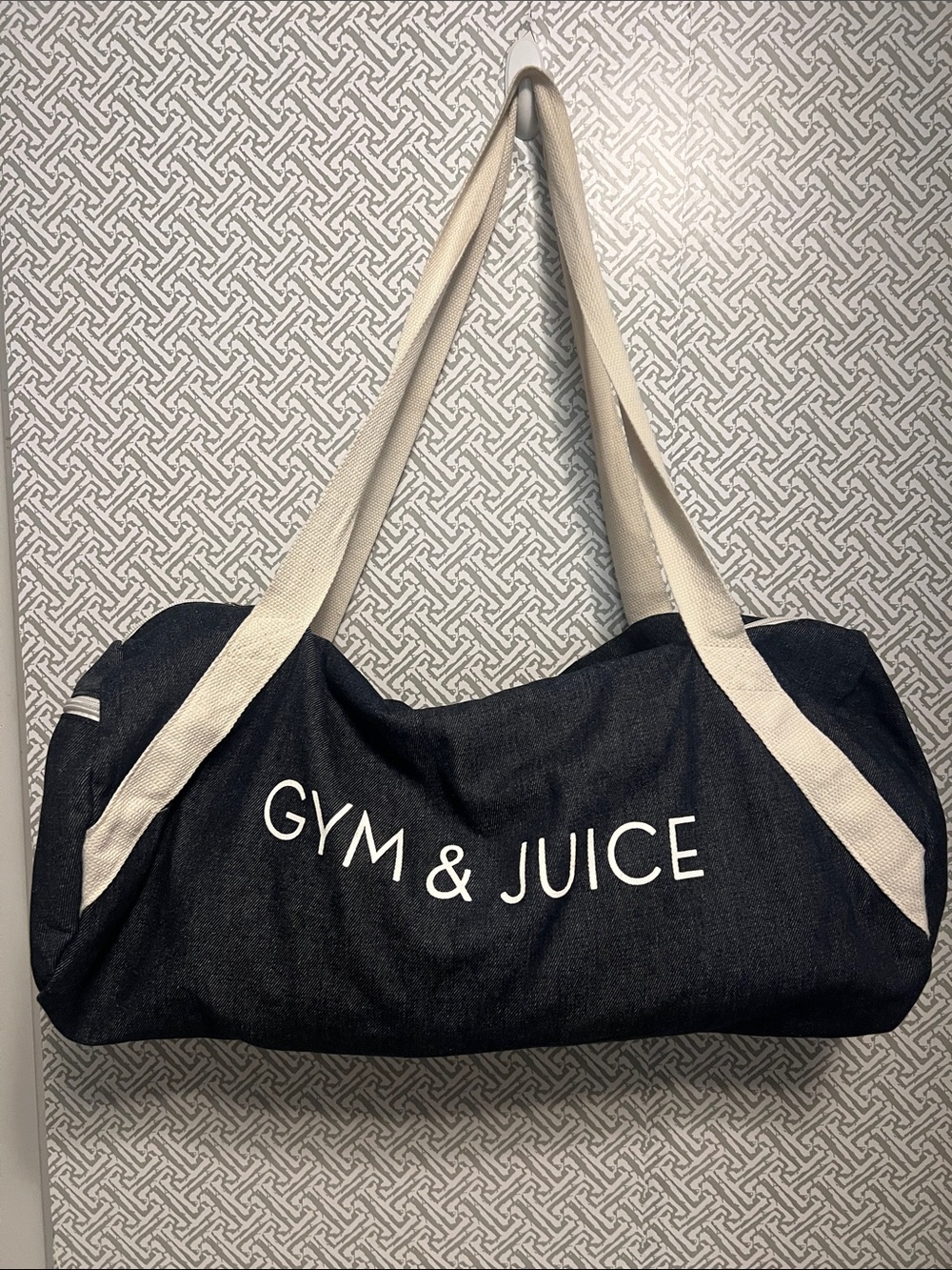PRIVATE PARTY Black Gym & Juice Canvas Duffle with Cream Straps